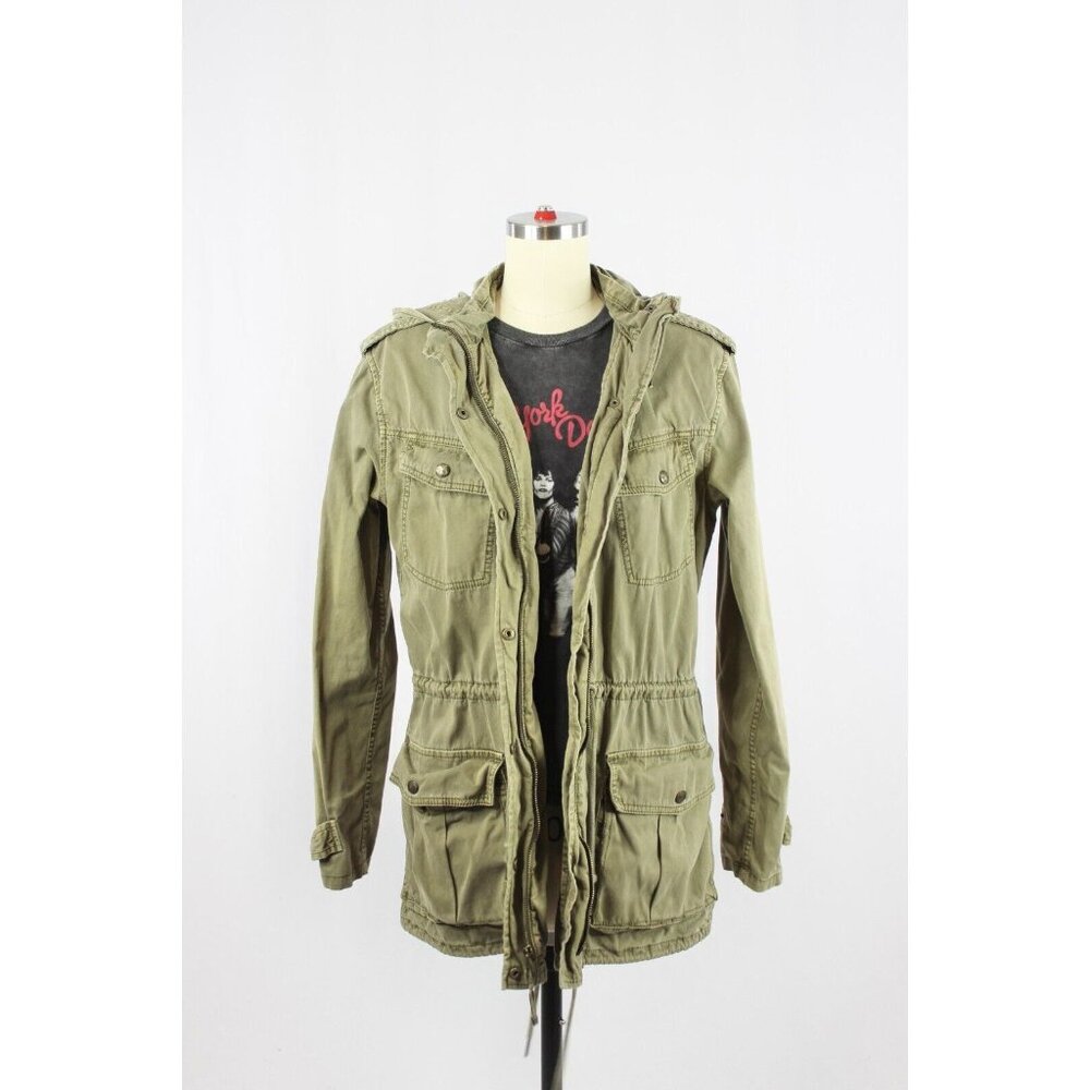 Aritzia TALULA Trooper Green Cotton Twill Hooded Utility Field Jacket, Size S - Picture 1 of 16